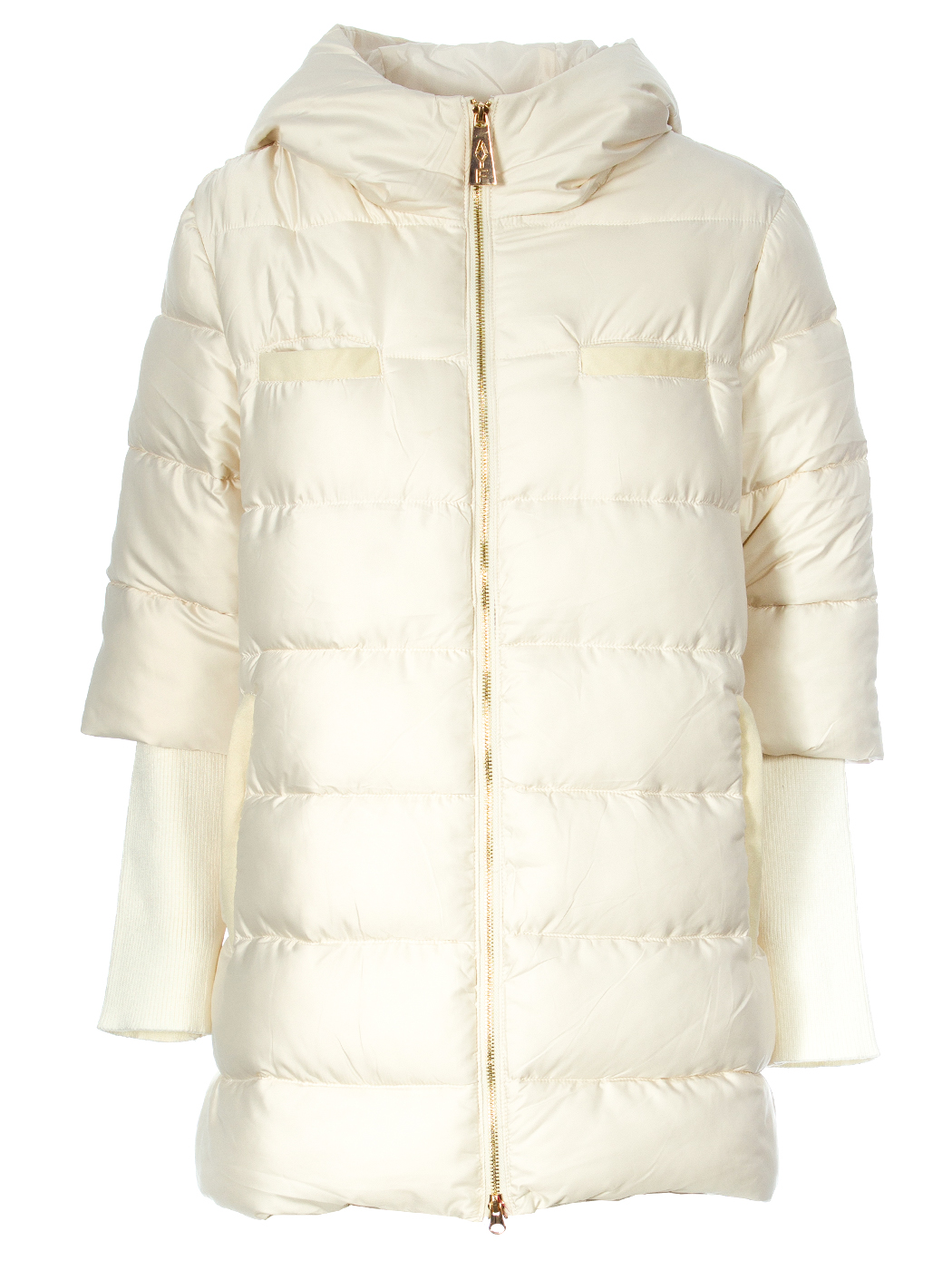 GIACCA MIDI MANICA MAGLIA CAPPUCCIO FAKE LAMB RIMOBIVILE,4 TG,100%PL,MADE IN PRC - IVORY